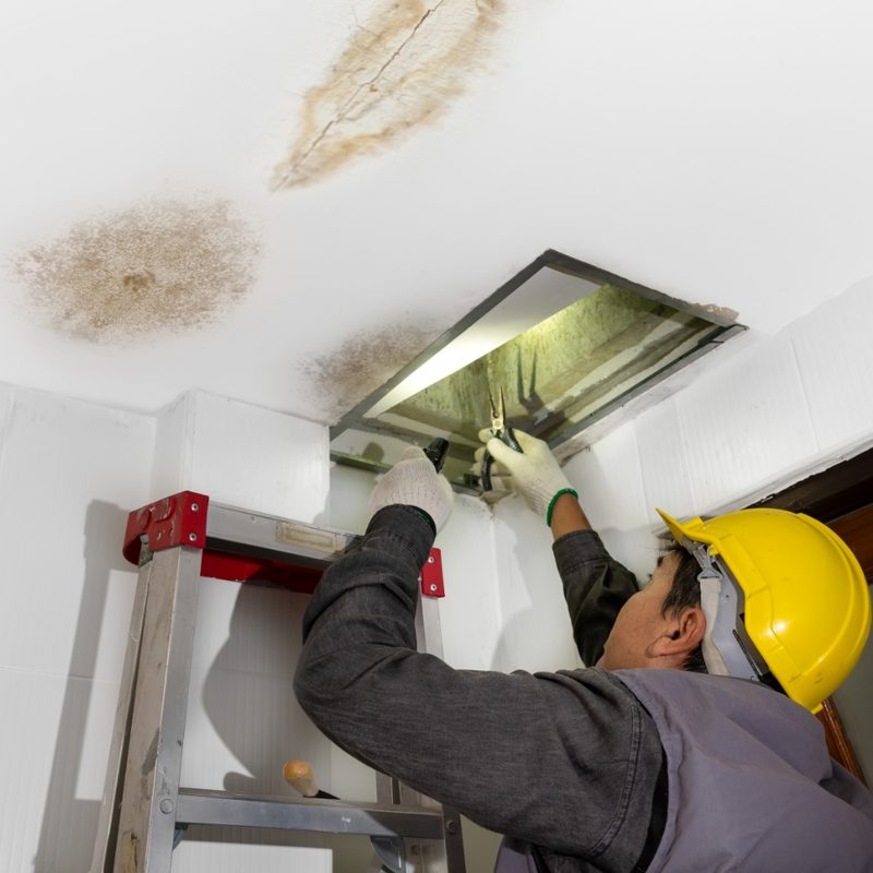 Ceiling water damage repair in a Manhattan apartment